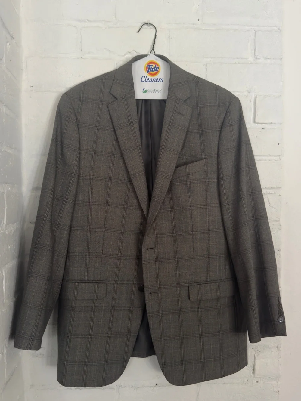 Calvin Klein Men’s Gray Plaid Windowpane Wool Blazer Sport Coat 40R
